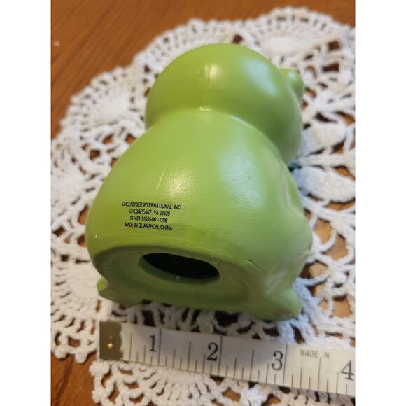 Vintage Greenbrier International Frog Piggy Bank Green Ceramic Whimsical Decor - Picture 7 of 8